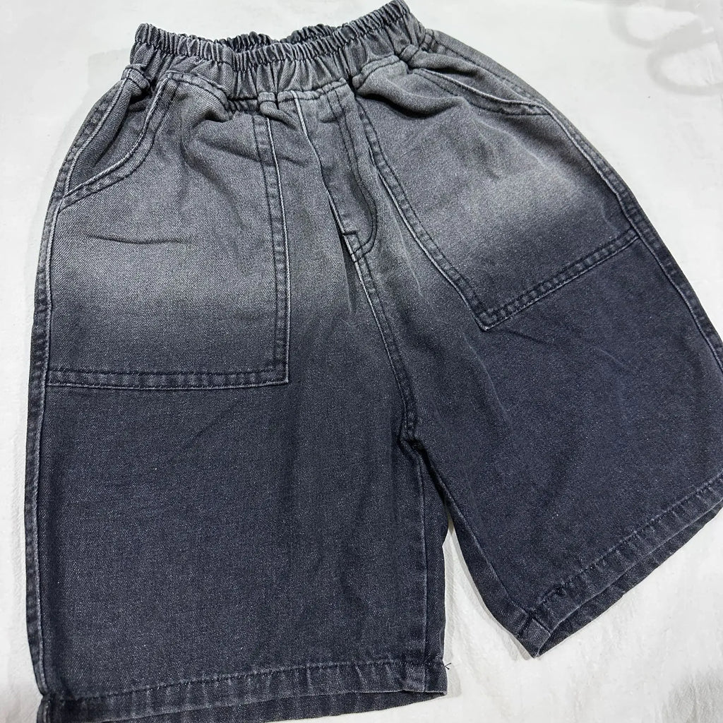 Boys Summer Denim Five-point Pants Kids Fashion Gradient Color Denim Shorts Trousers Teen Casual Jeans Children's Clothing