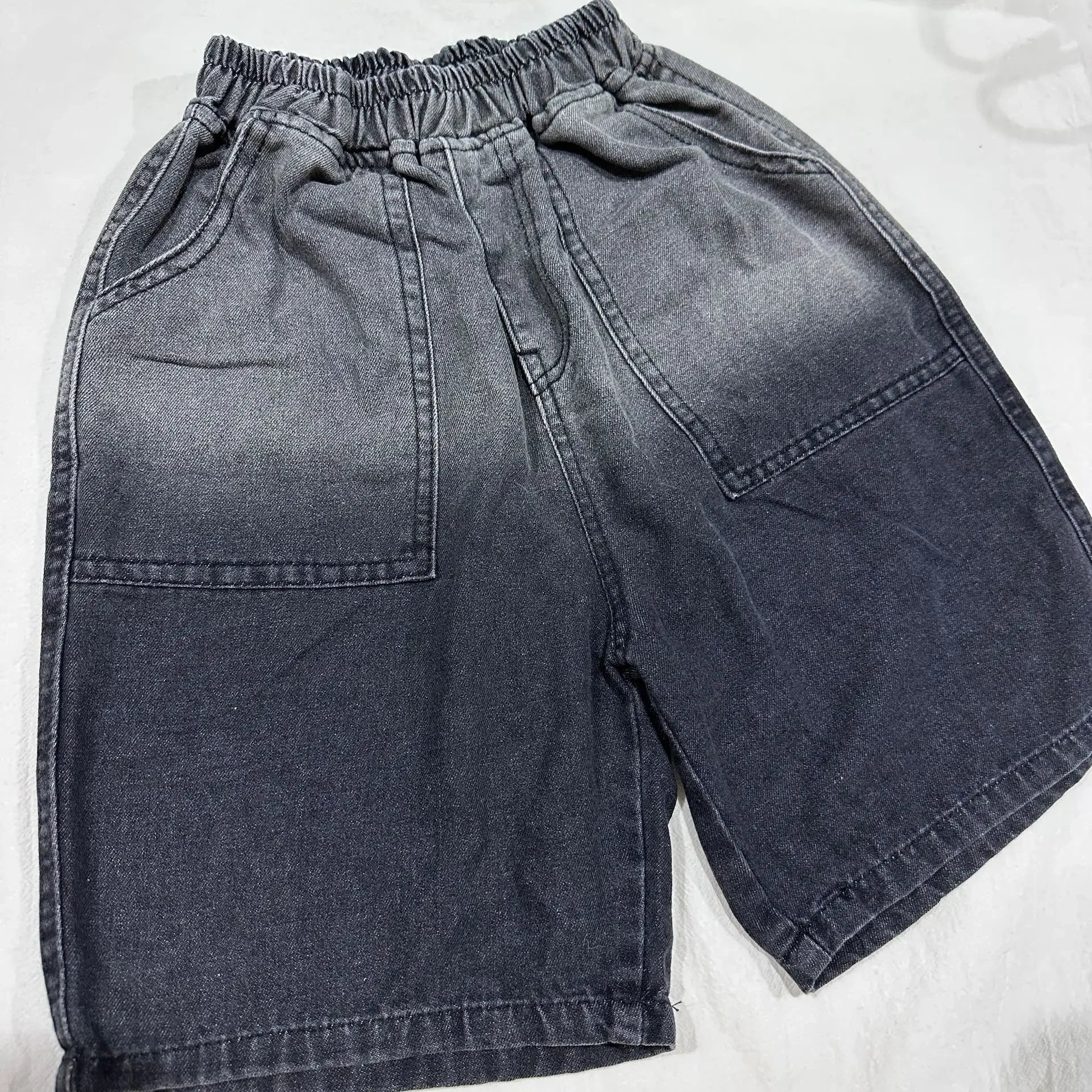 Boys Summer Denim Five-point Pants Kids Fashion Gradient Color Denim Shorts Trousers Teen Casual Jeans Children's Clothing