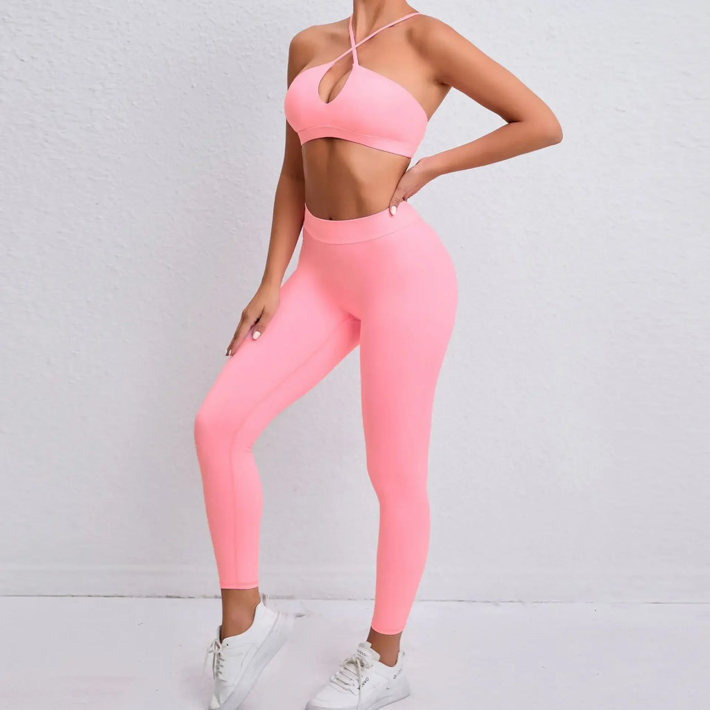 Seamless Yoga Sets Sports Fitness Hip-lifting Nude Feel Pants Cross Beauty Back Bra Suits Workout Gym Leggings Set for Women