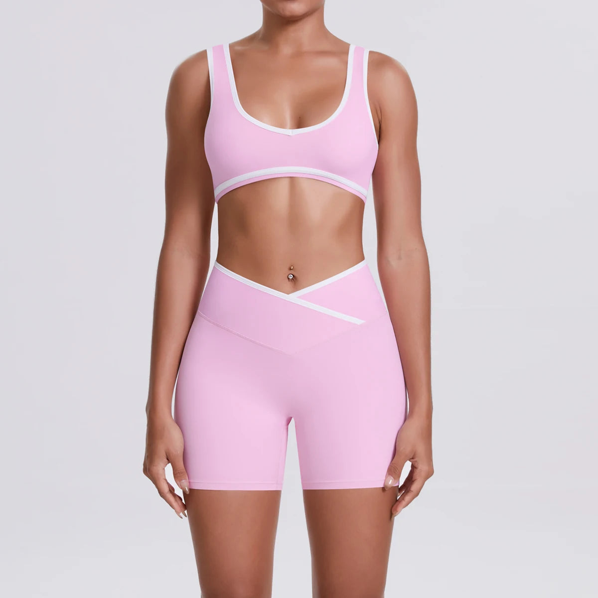 Women Two Piece Gym Workout Set Female Bra Yoga Sets 2ps Shorts Fitness Wear Women Quick-Dry Camisole Sports Bra Suits