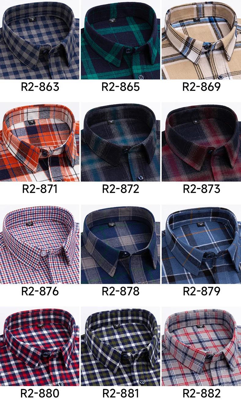 Pure Cotton Men's Plaid Shirts Long Sleeved Regular Fit Casual Office Fashion Shirts Leisure Autumn Male Check Blouses Plus Size
