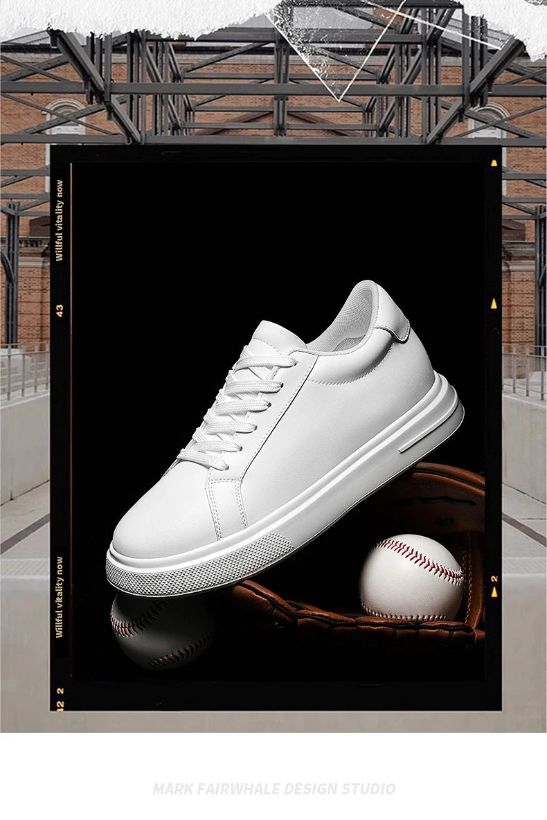 New  Men's Sneakers Elevator Shoes Heightening Height Increase Insole 6-10CM High Heels Shoes Leather Sport Shoes Men Shoes