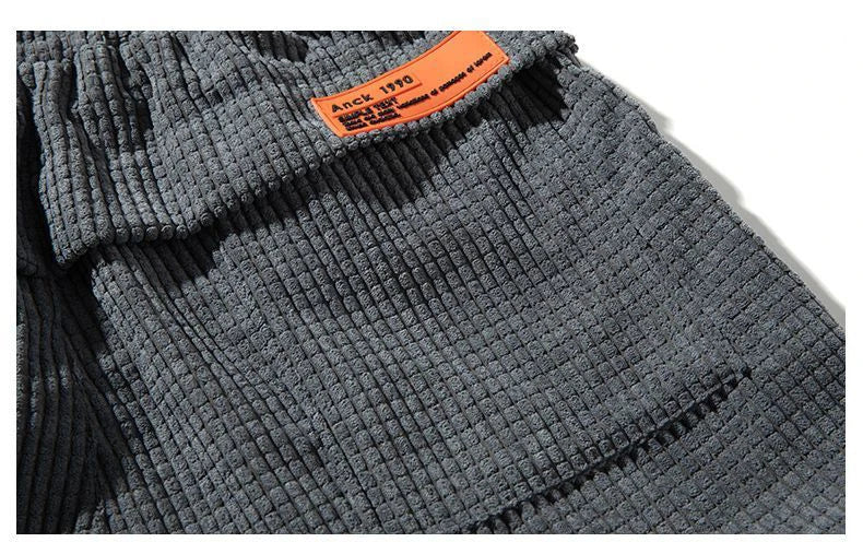 Autumn Winter Warm Motorcycle Jogger Corduroy Pants Men Tech Fleece Sweatpants Casual Harem Pants Male Sport Thermal Trousers