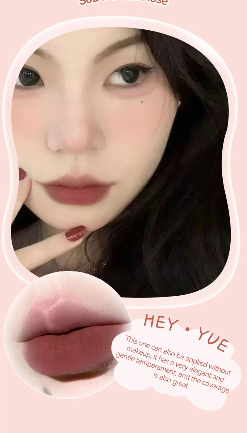HEYYUE Ice Cream Lip Glaze — Velvet Matte Finish, Pudding Lip Clay, Student-Friendly Everyday Skin-Brightening Lipstick