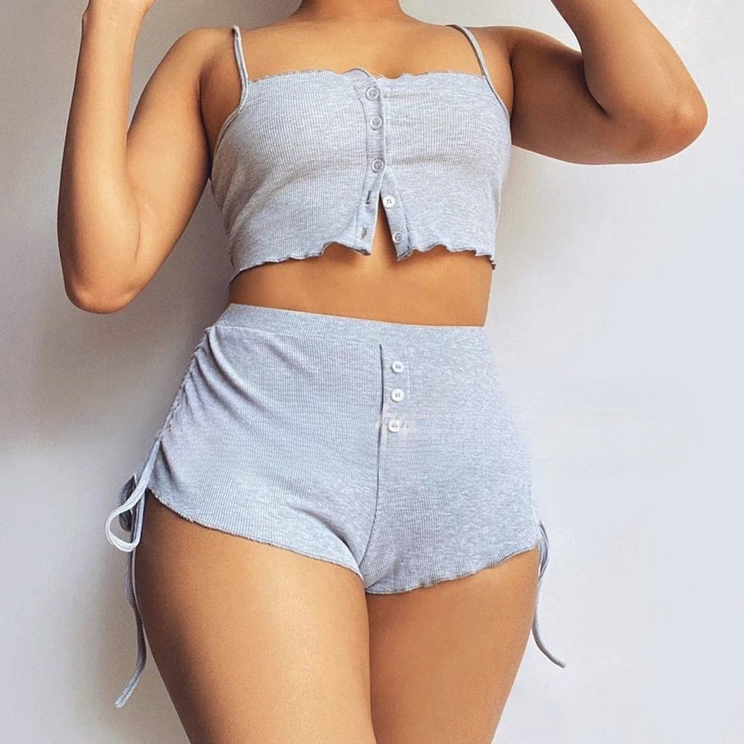 Sexy Adjustable Camisole & Drawstring Shorts Lounge Set (2-Piece)