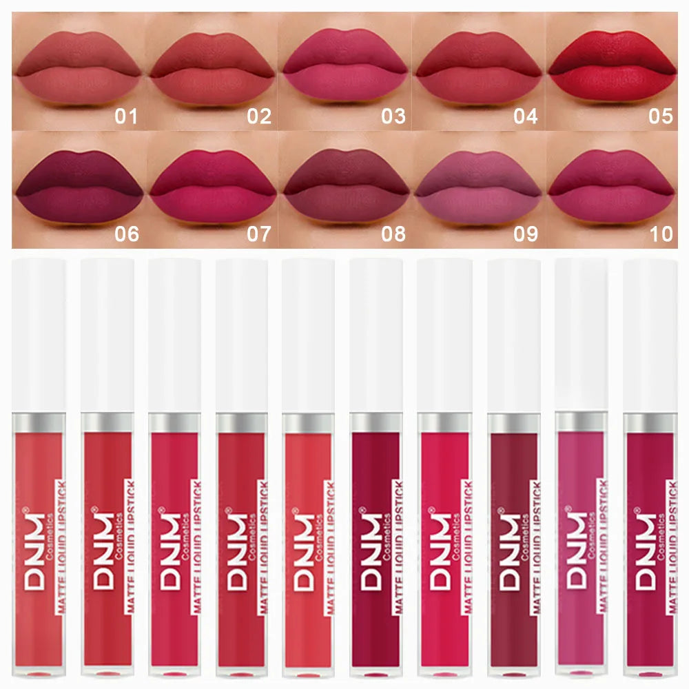 DNM 19 Colors Matte Lip Gloss Waterproof Long-lasting Non-fading Lip Glaze Multi-color Non-stick Cup Lipstick Lipgloss
