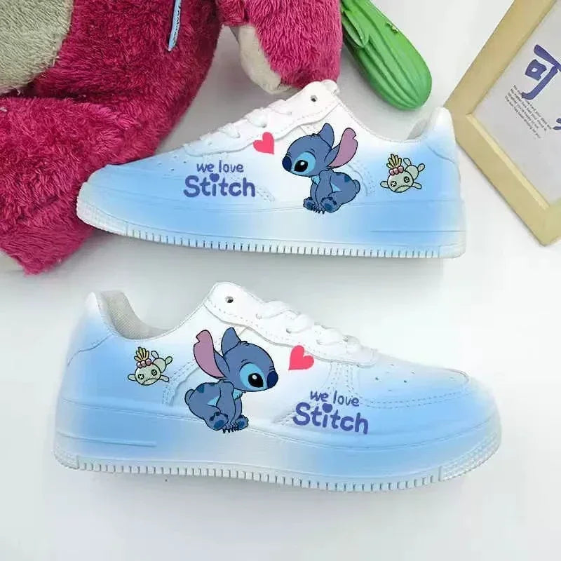 New Disney women cartoon Stitch cute White  Casual shoes soft sports shoes for girlfriend lady gift EU size 35-44