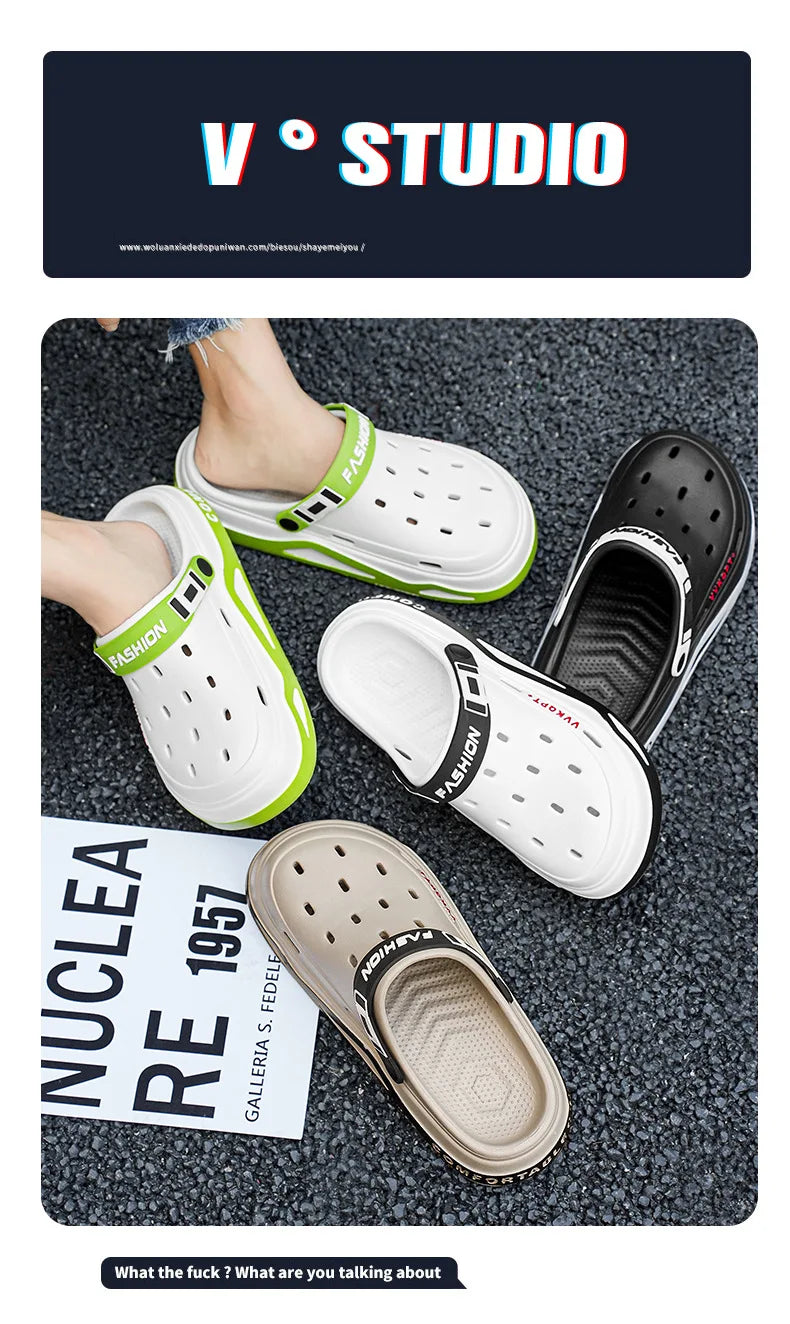Summer Men Sandals Light EVA Men's Casual Shoes Platform Hole Shoes Clogs Men Home Garden Outdoor Male Beach Slippers Big Size
