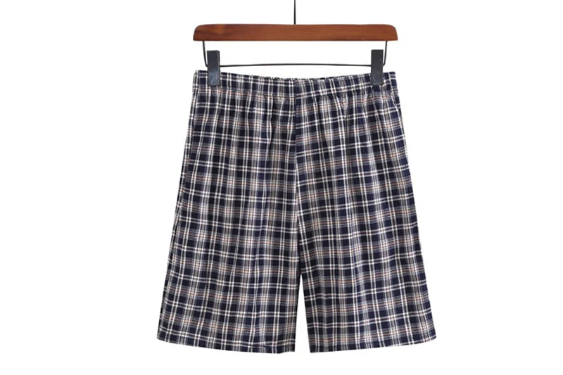 100% Cotton Mens Underwear Boxers Shorts Male Casual Sleepwear Underpants Plaid Loose Comfortable Homewear Sleeping Short Pants