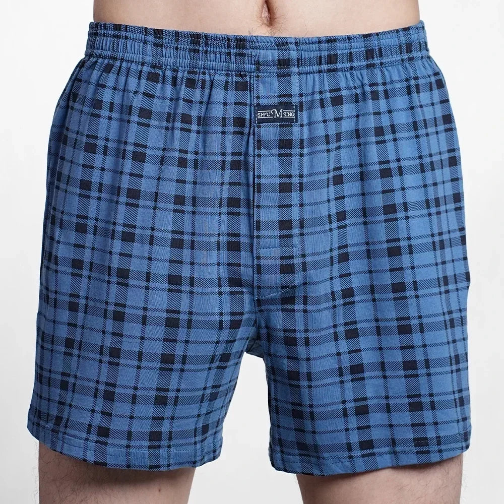 2024 Men's 100% Cotton Boxer Shorts Foreskin Underwear High Waist Big Underpants Casual Plaid Plus Size Aro Alo Allo Pants M-3XL