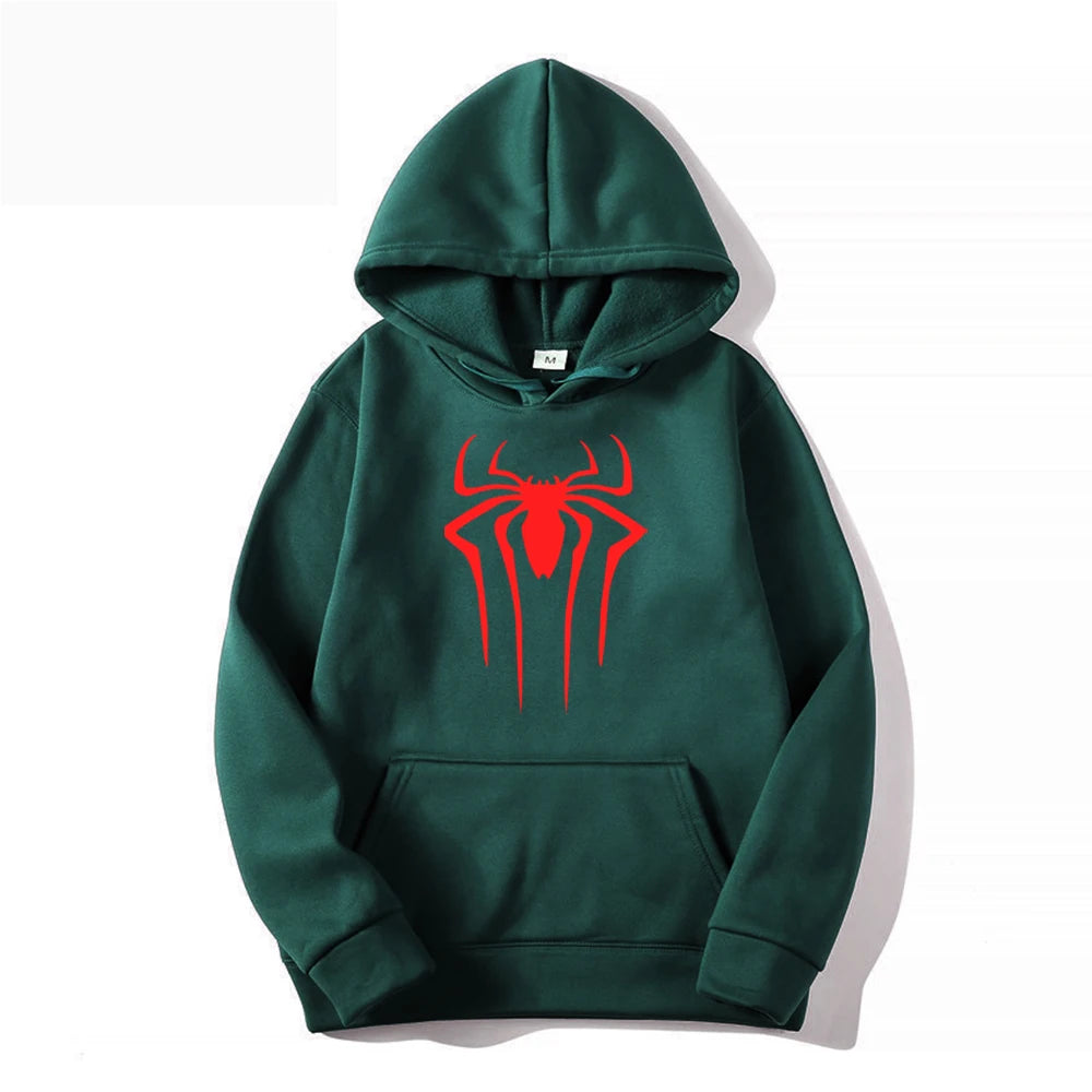 2024Fashion brand Men's Hoodie Casual Hoodie Sweatshirt Men's/Women's top Solid color printed spider hoodie sweatshirt