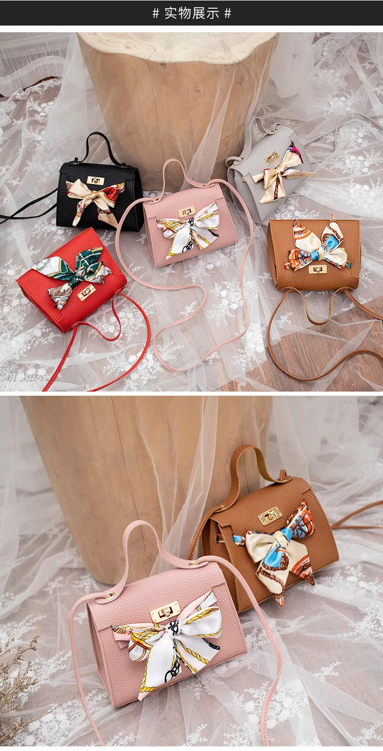 2024 New Women Ribbon PU Leather Bow Decor Mini Flap Hangbag Ladies Fashion Wallet Shoulder Messenger Crossbody Bag Totes Wallet