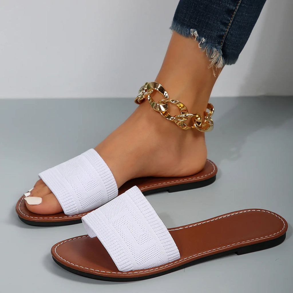 Women's Sandals 2025 Summer Luxury Fashion Flat Sandals Brown Designer Open Toe Non-Slip Outdoor Beach Slippers Slides Women