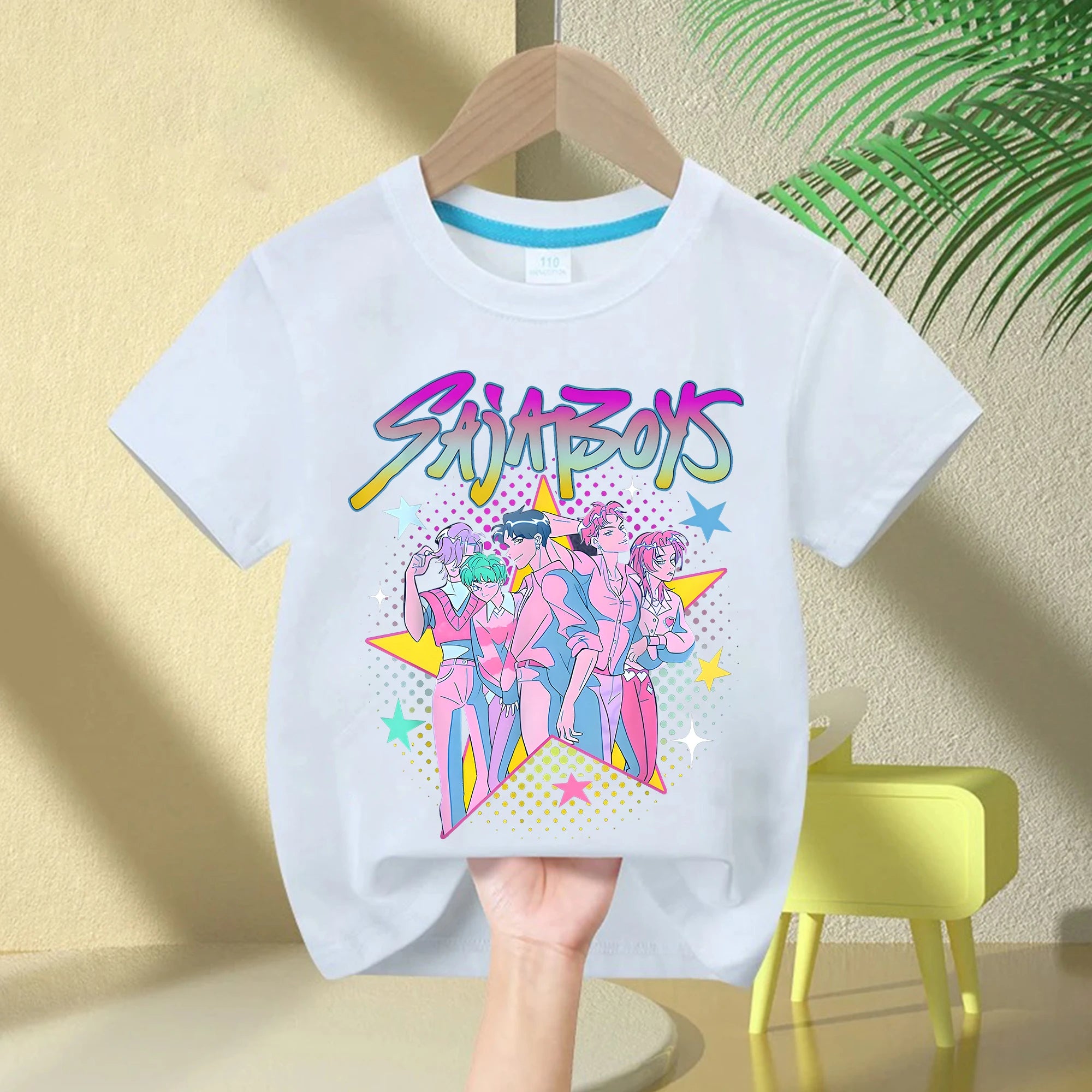 New 2025  KPop Demon Hunters Saja Boys Cartoon Boys T-shirt Round Neck Print Fashion Casual Top Children's T-shirt Kids Clothing