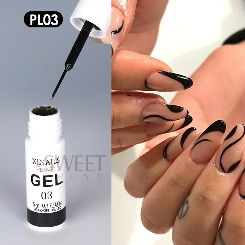 5ml Liner Gel Nail Polish Wire Silk Pen With Brush Black White Semi Permanent Painting Graffiti Tools Drawing Manicure Varnishes