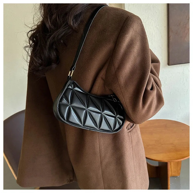 New Solid Color Casual Women's Handbags Shoulder Bag with Niche Retro Design Fashionable and Trendy Leather Crossbody Bags