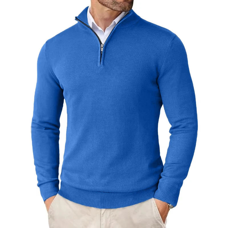 Men's Quarter Zip Up Sweaters Slim Fit Lightweight Pullover Outdoor Mock Neck Tops Half Turtleneck Knitted Streetwear