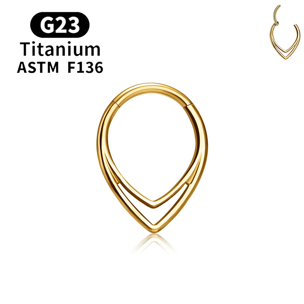 ASTM F136 G23 TItanium Piercing Septum Heart Nose Rings 16G Hinged Clicker Tragus Cartilage Helix Earrings Punk Body Jewelry