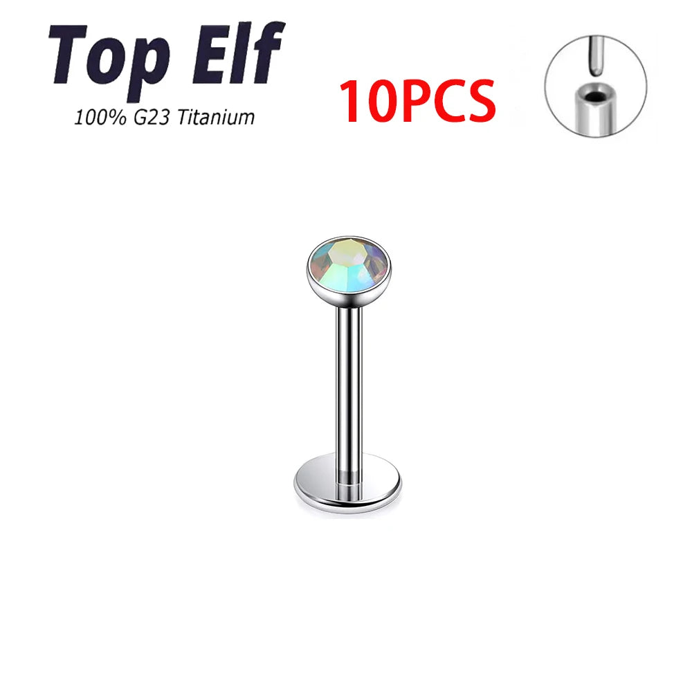 Wholesale 2/10pcs G23 ASTM F136 Titanium Top Exquisite Zircon Insertion Earrings Nose Nails Lip Nails Body Piercing Jewelry