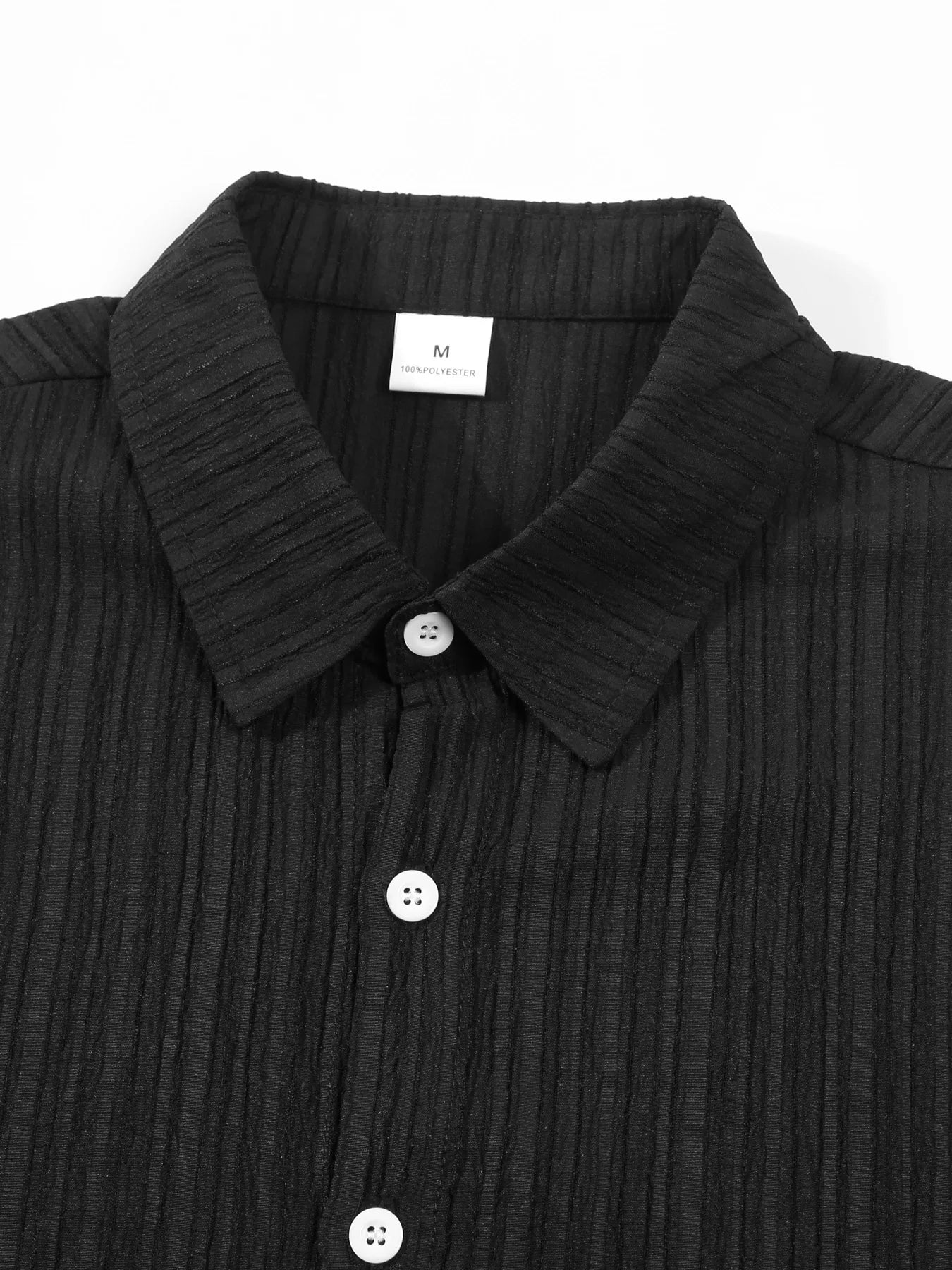 European and American men's shirt set solid color vertical strip lapel short-sleeved casual pants home daily beach set