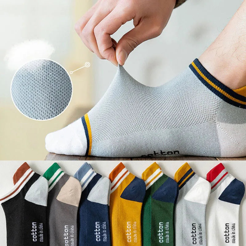 2 Pairs Mens Cotton Short Socks New Style Striped Sports Men Sock Soft Breathable Durable Spring Summer Male Ankle Socks for Boy