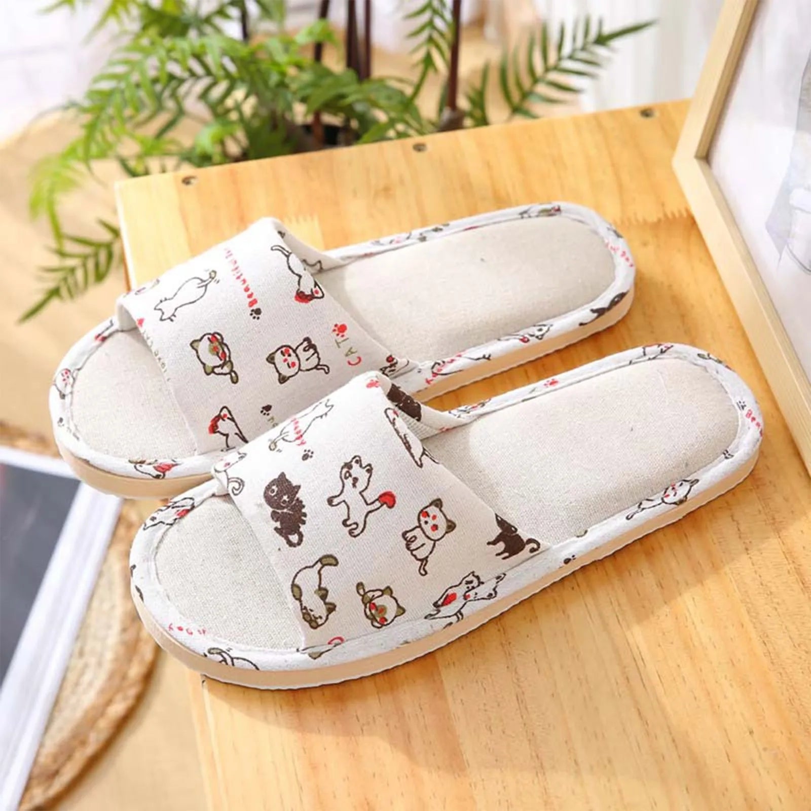 Fashion Slippers Casual Floral Women Home Indoor Comfortable Flat Shoes Bedroom Anti-slip Sandals Spring Autumn