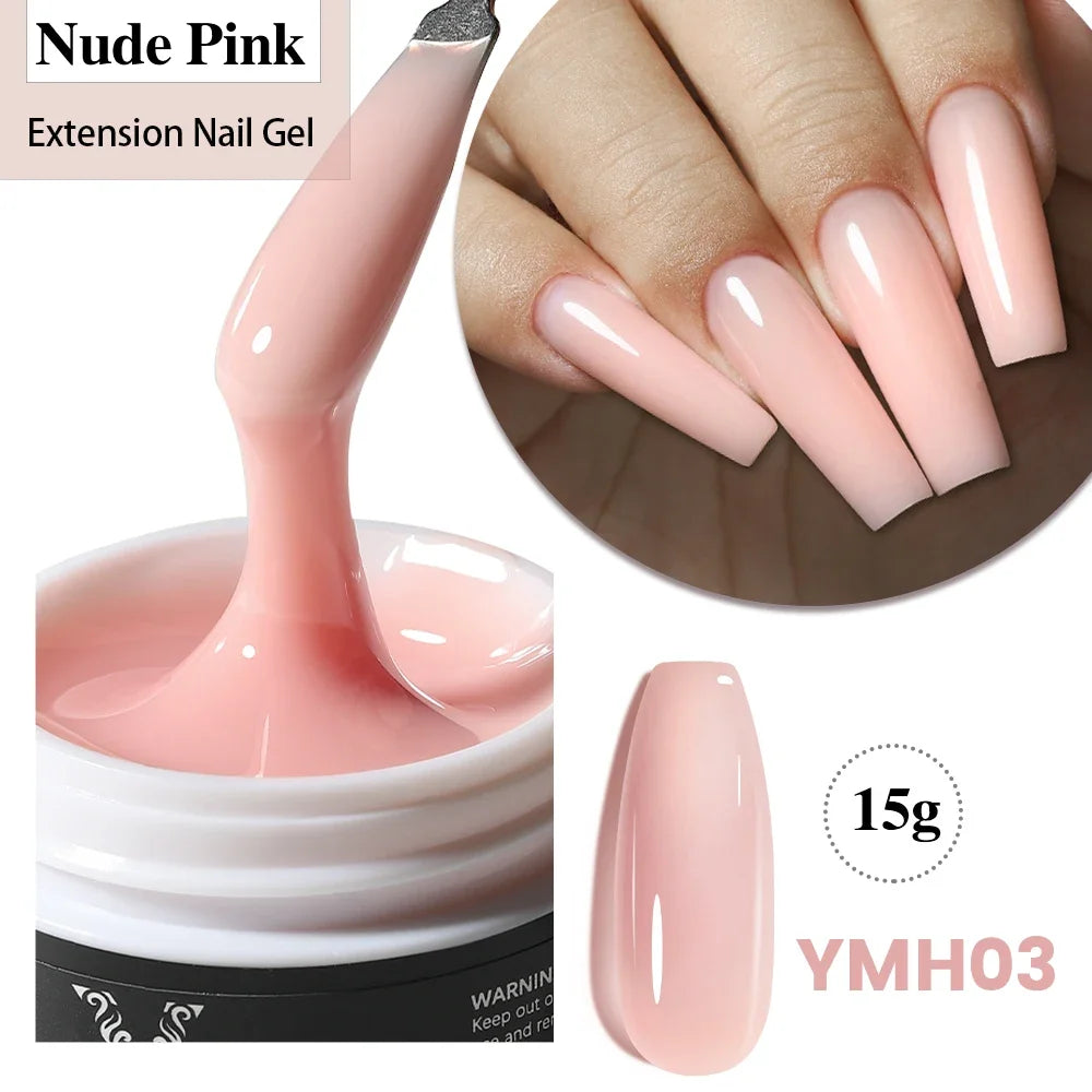 YOKEFELLOW 15g Jelly Extension Gel Nail Polish Nude Pink Clear Building Construct Extend Gel Soak Off UV LED Acrylic Gel Varnish
