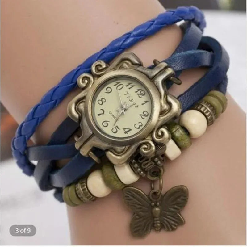 High Quality Women Genuine Leather Vintage Quartz Dress Watch Bracelet Wristwatches Watch Women Luxury Watch