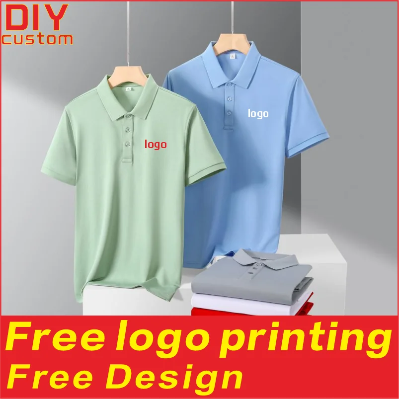 Solid color cotton breathable men's and women's polo shirts, T-shirts, printed logos, embroidered summer workwear, short sleeves
