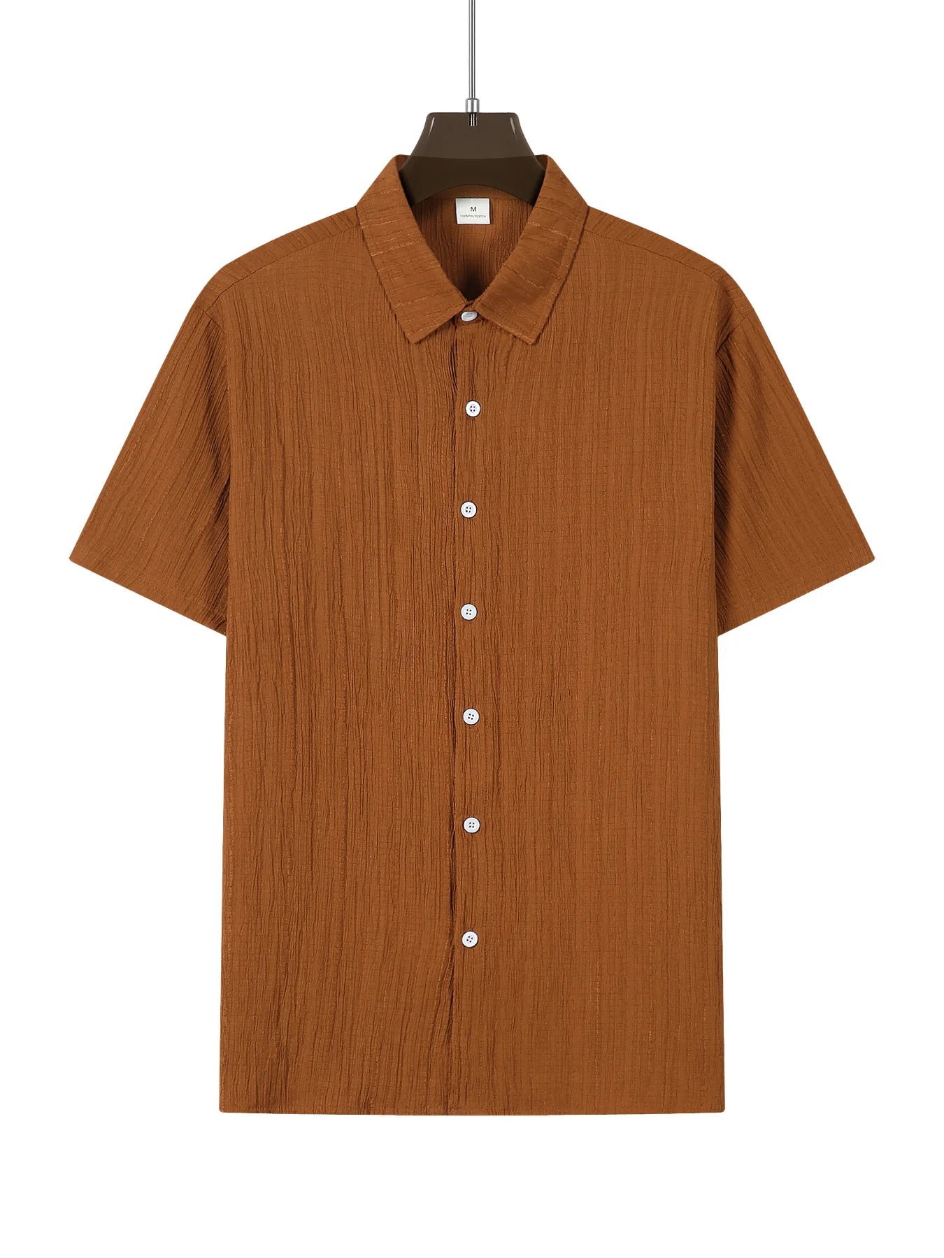 European and American men's shirt set solid color vertical strip lapel short-sleeved casual pants home daily beach set