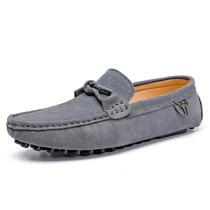 Suede Leather Men Loafers Handmade Slip-On Dress Shoes Comfortable Cushioned Insole Business Casual Shoes Man Driving Moccasins