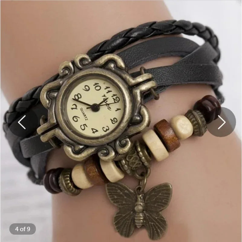 High Quality Women Genuine Leather Vintage Quartz Dress Watch Bracelet Wristwatches Watch Women Luxury Watch