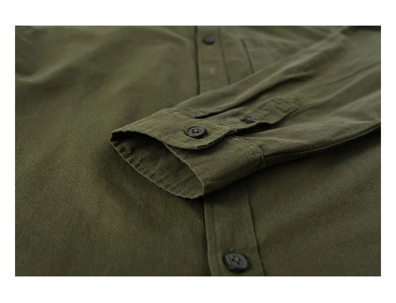 Basic Men's Long-Sleeve Cotton Shirt - Casual and Versatile Spring Style 100% Cotton Solid Color Casual Shirt