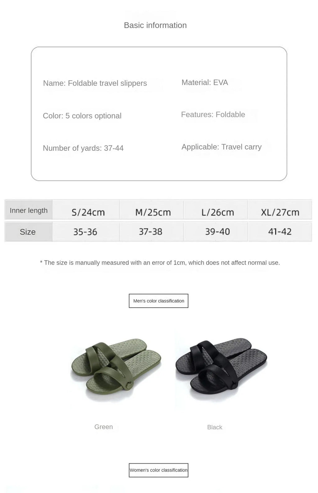 Travel portable slippers, travel non-slip lightweight soft sole folding slippers for men and women