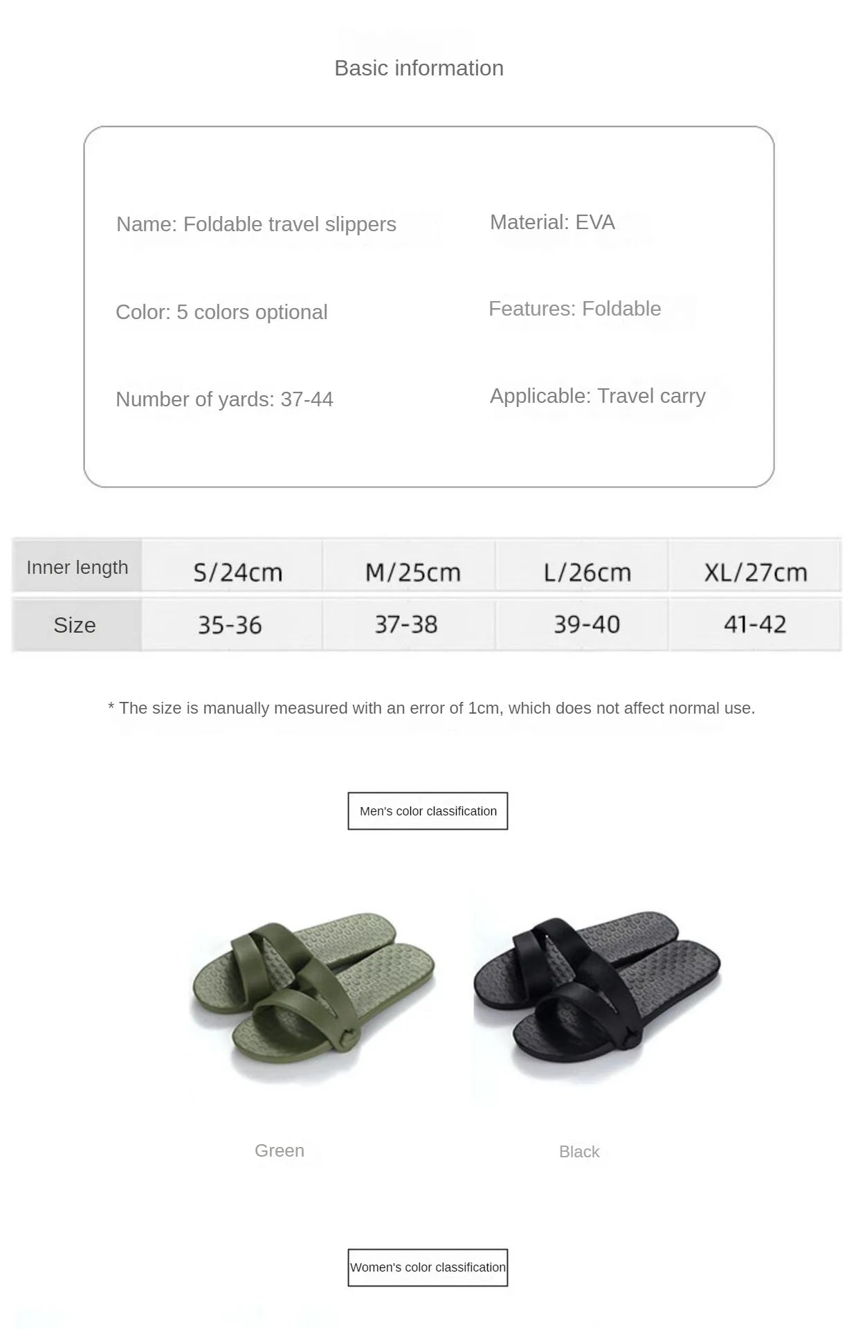 Travel portable slippers, travel non-slip lightweight soft sole folding slippers for men and women