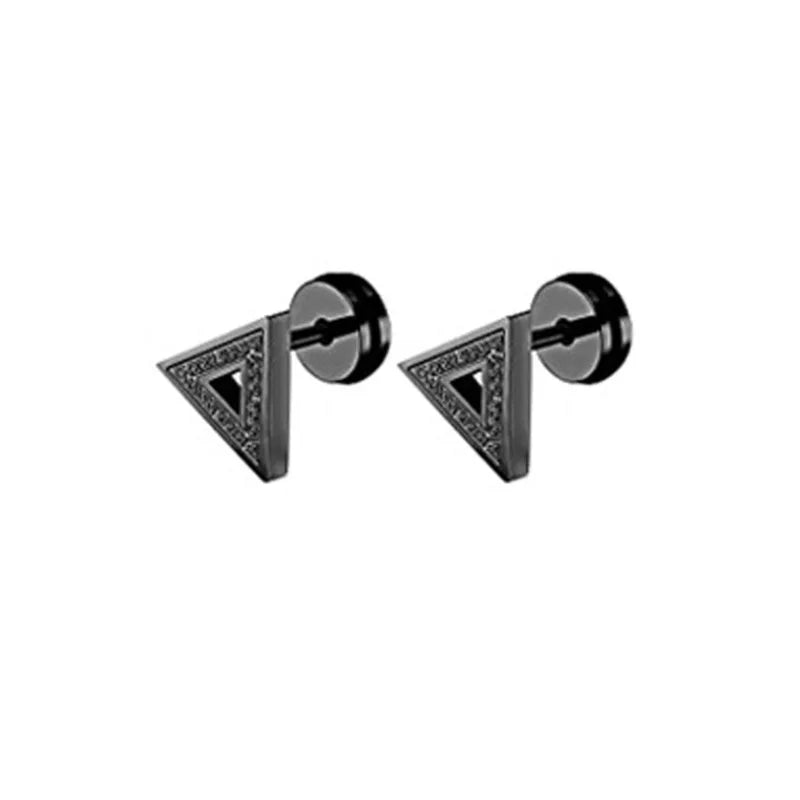 Punk Black stainless steel earrings men's small ball earrings cartilage earring endless earrings black men's and women's set