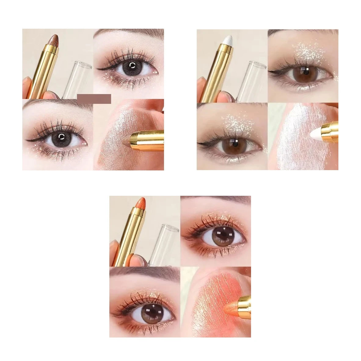 Double-sided Eyeshadow Stick - Highlighter & Brightening Pen with Pearly Glitter & Matte Finish