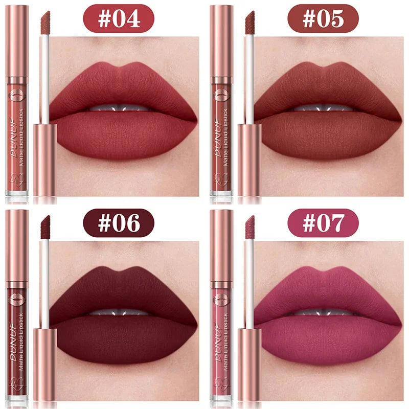 Matte Velvet Lip Gloss Dark Red Brown Lip Glaze Long Lasting Waterproof Liquid Lipstick Natural Moisturizer Transparent Lip Oil