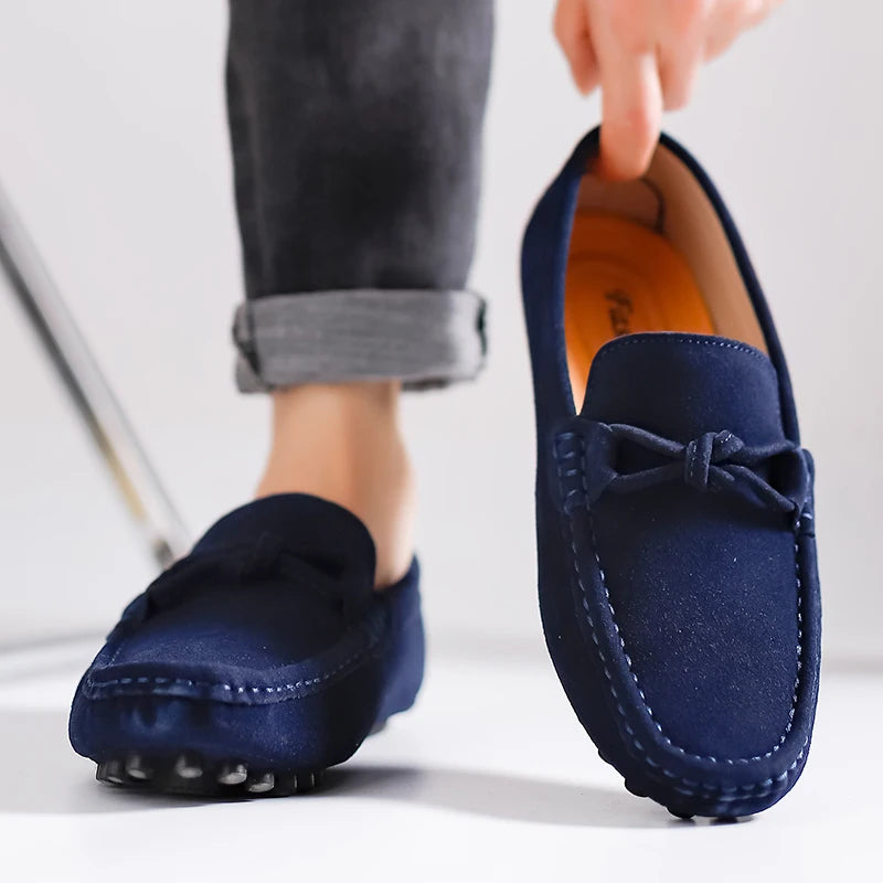 Suede Leather Men Loafers Handmade Slip-On Dress Shoes Comfortable Cushioned Insole Business Casual Shoes Man Driving Moccasins