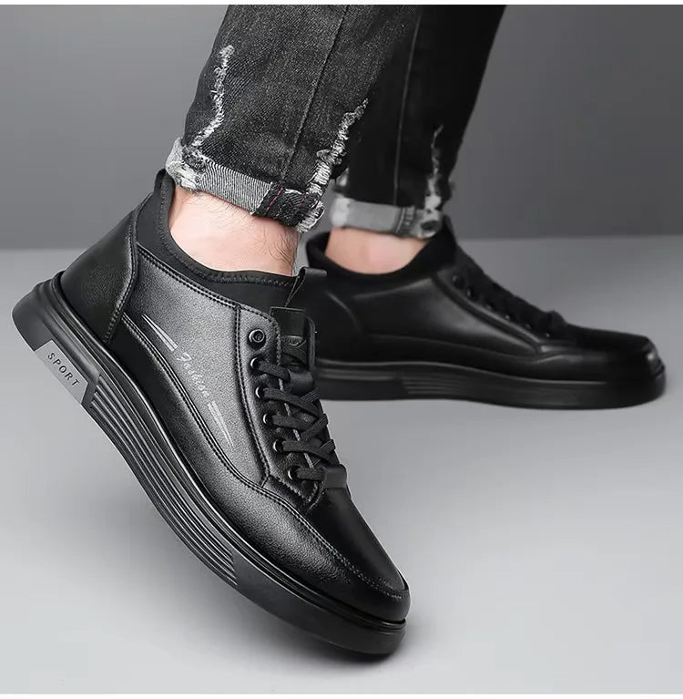 Men's Black Casual Sports Shoes 2025 High-quality Leather Shoes, Breathable Business Shoes, Soft Soled Loafers zapatos casuales