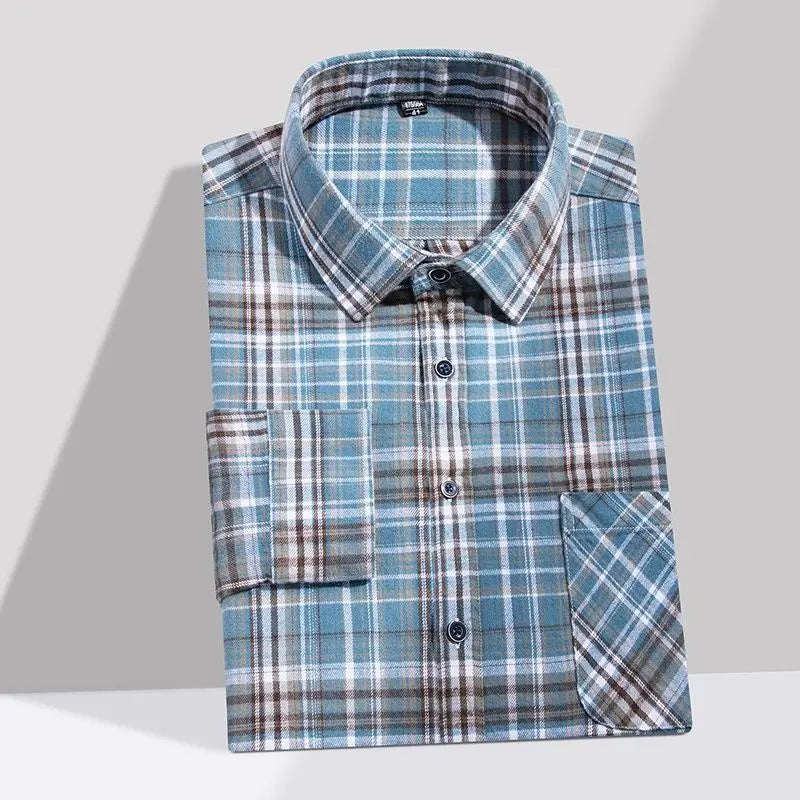 New Plaid Flannel Shirts For Men Long Sleeve 100%Cotton Fashion Casual Soft Standard-Fit Man Blouse Clothes Oversize 10XL 11XL