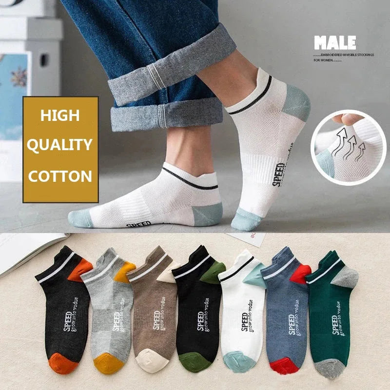 2 Pairs Mens Cotton Short Socks New Style Striped Sports Men Sock Soft Breathable Durable Spring Summer Male Ankle Socks for Boy