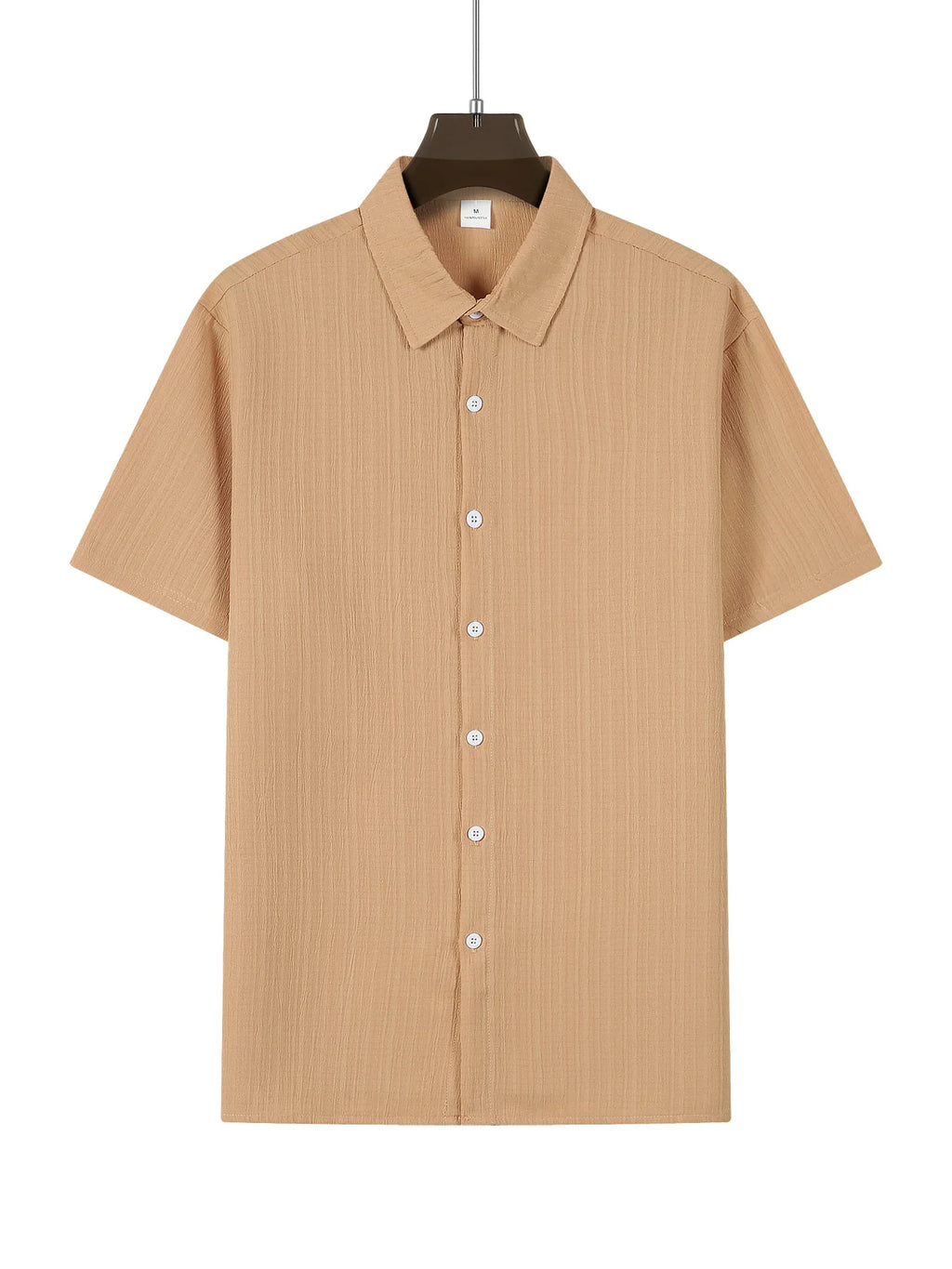 European and American men's shirt set solid color vertical strip lapel short-sleeved casual pants home daily beach set