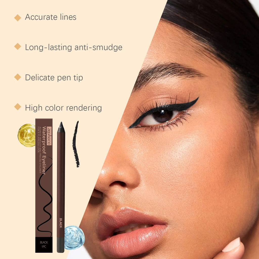 Zephoco Brown Eyeliner Pencil Waterproof Sweatproof Long Lasting Easy to Color Smooth Soft Gel Eyeliner Pencil Eye Makeup Set
