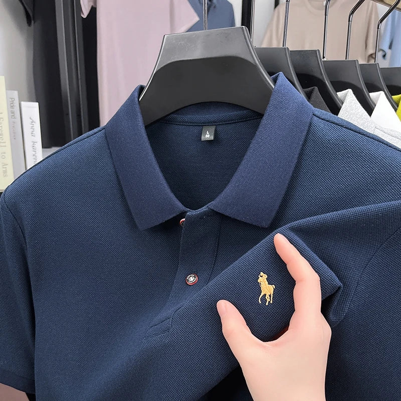 Premium Luxury Brand Men's Polo Shirt Lapel Horse Embroid Short Sleeve 100Cotton T-Shirt Business Office Golf Summer Men's Wear