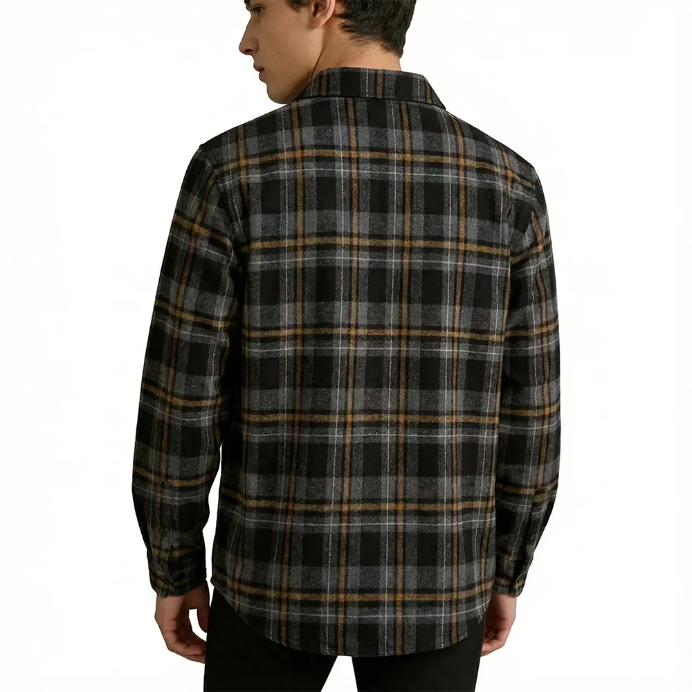 Men's Spring Autumn Plaid Button Down Shirt Long Sleeve Casual Open Front Cardigan Fashion Loose Fit Top