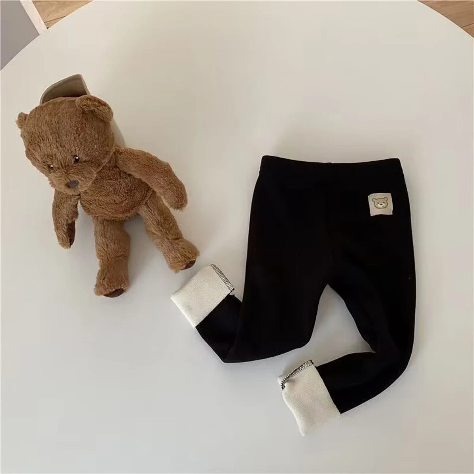 New Arrival Unisex Kids' Plush Warmth Bottoms with Cartoon Patterns Ideal for Autumn and Winter Outdoor Activities Kids Pants