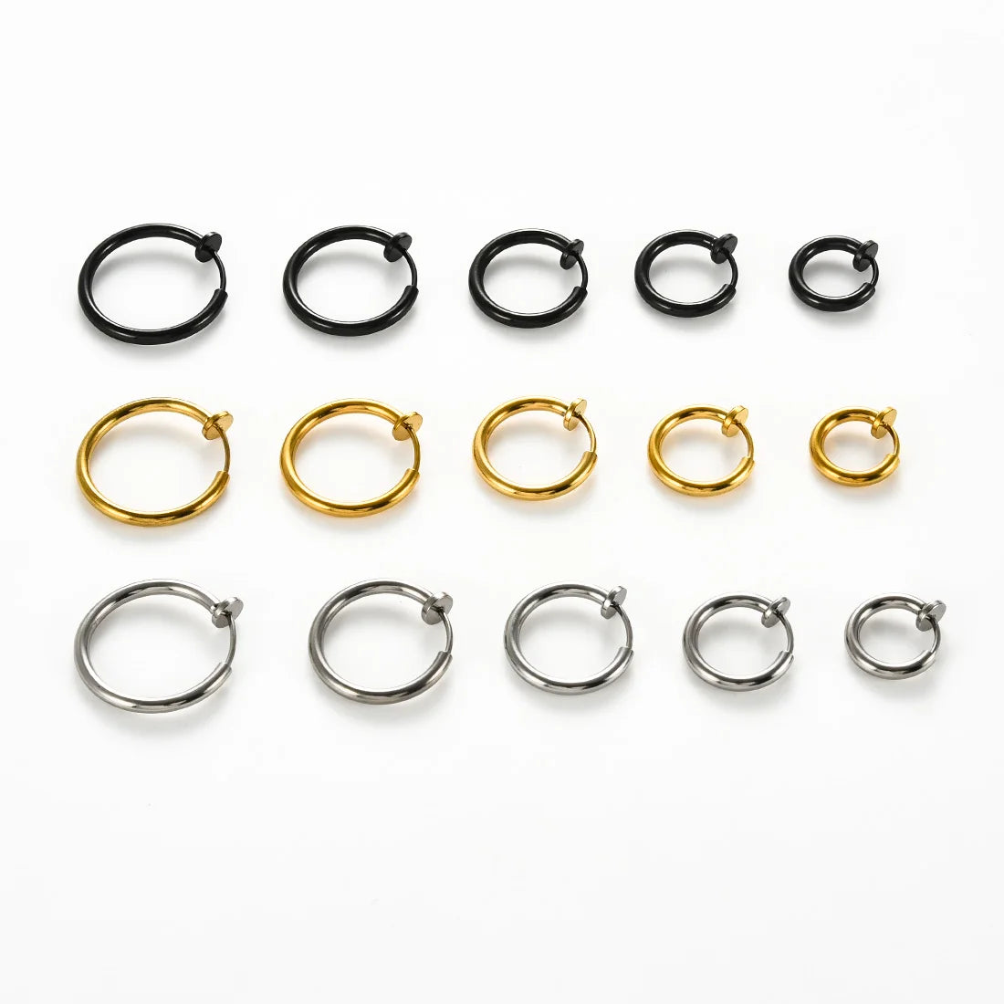 1Pair Stainless Steel Clip On Spring Hoop Earring For Men Women 12/14/16/18/20MM NonPierced Fake Cartilage Earring Jewelry Gift