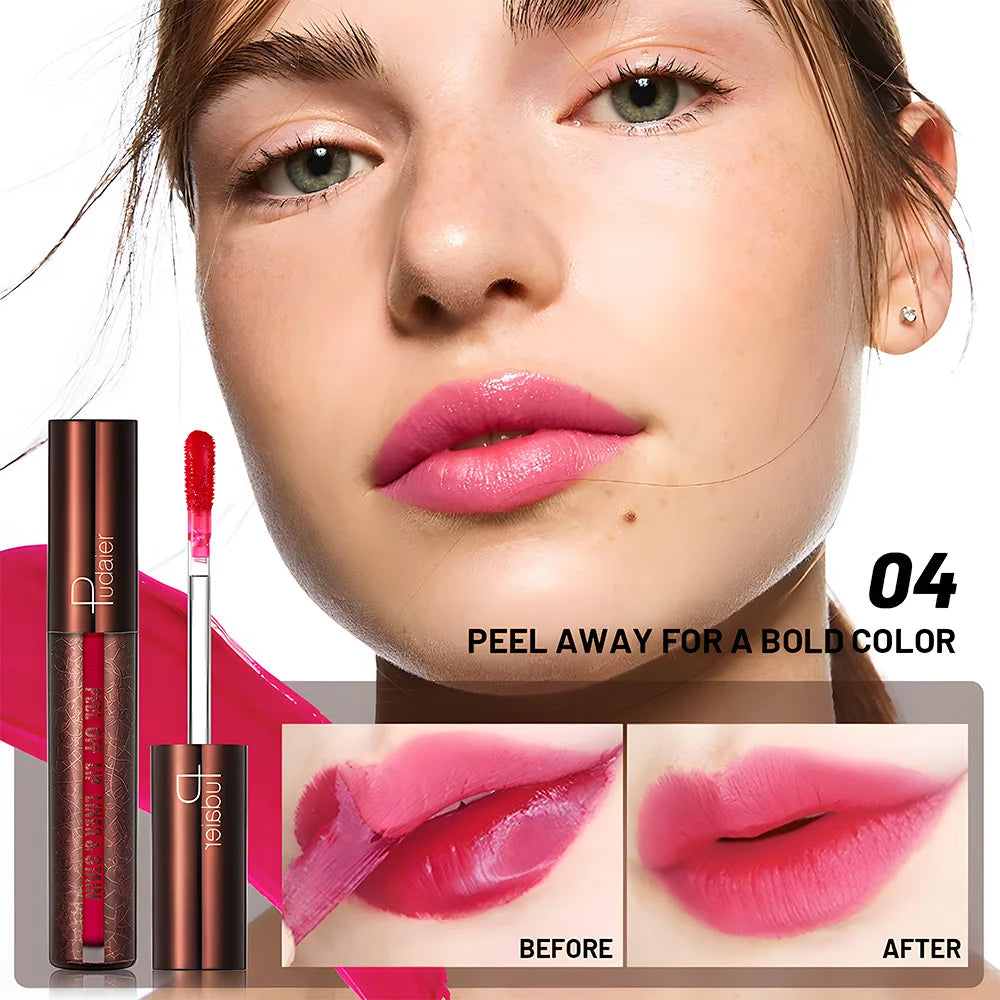 5Color Liquid Peel-off Lip Gloss Waterproof Long-lasting Matte Lipstick Non-stick Cup Makeup Moisturizing Lip Tattoo Pigment