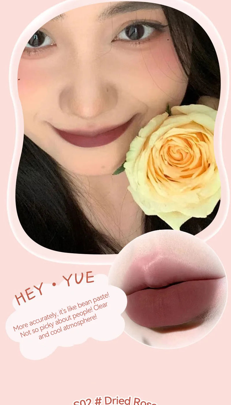 HEYYUE Ice Cream Lip Glaze — Velvet Matte Finish, Pudding Lip Clay, Student-Friendly Everyday Skin-Brightening Lipstick